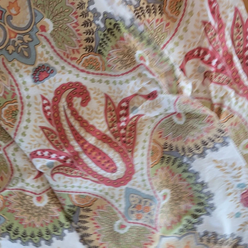 Potterybarn Paisley Abstract Euro Sham Red Green Beige (1) 26x26